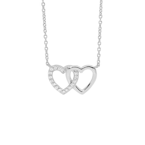 Elanni SS WH CZ Double Link Heart