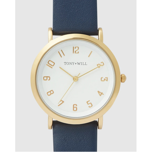TONY AND WILL SMALL ASTRAL YELLOW GOLD AND NAVY WATCH