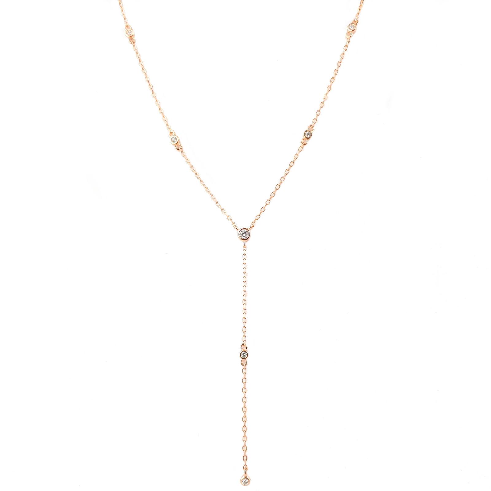 Rose Gold Cubic Zirconia Drop Necklace | Santo Jewellery