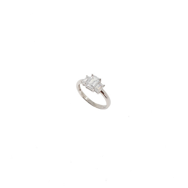 STERLING SILVER TRIPLE BAGUETTE CUBIC ZIRCONIA RING Santo Jewellery