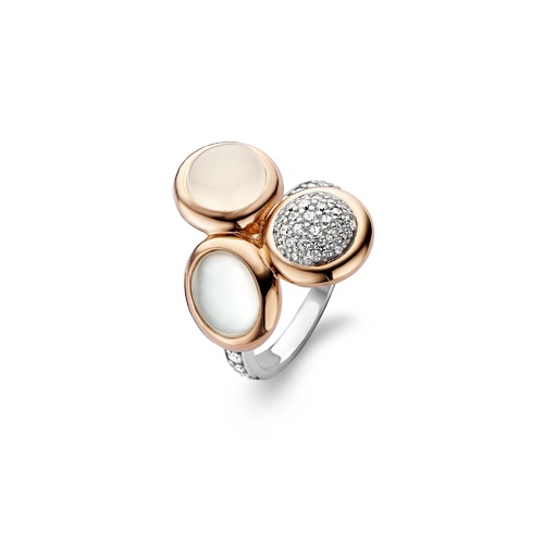 Sterling Silver 18carat Rose Gold plated Crystal and cubic Zirconia Ring size 56 only