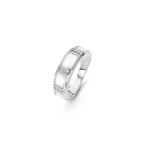 Sterling Silver CZ and M.O.P Ti Sento Ring size 58 only