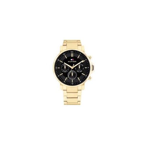 Tommy Hilfiger Gold Steel Black Dial Men's Multi-function Watch