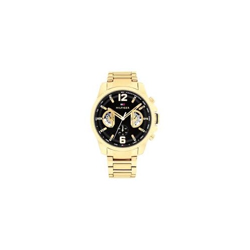 Tommy Hilfiger Gold Steel Black Dial Multi-function Men's Watch