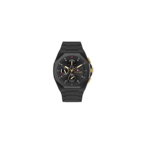 Tommy Hilfiger Silicone Black Dial Multi-function Men's Watch