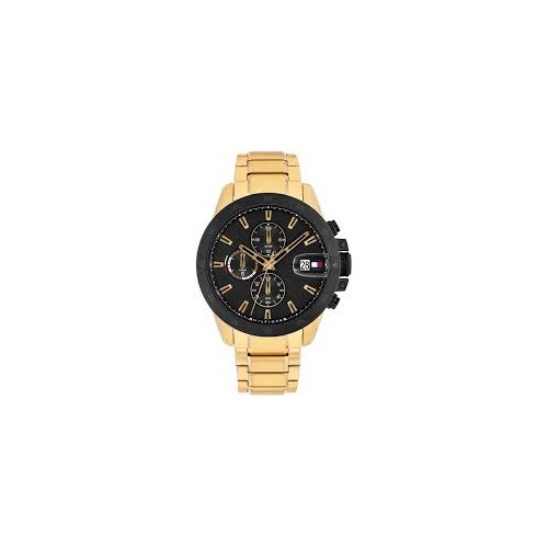Tommy Hilfiger Gold Steel Black Dial Multi-function Men's Watch