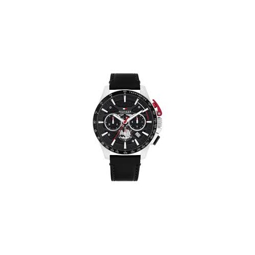 Tommy Hilfiger Leather Black Dial Chronograph Men's Watch