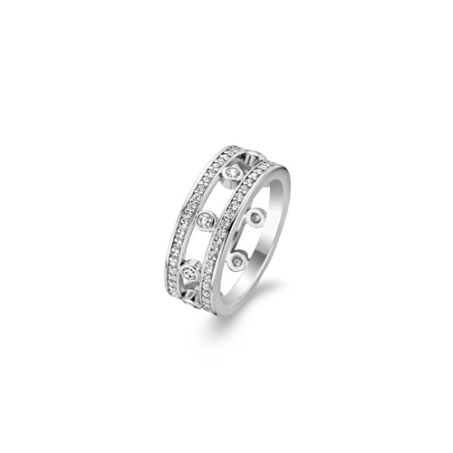 Sterling Silver and Cz Ti Sento split band Ring Size 58 only.