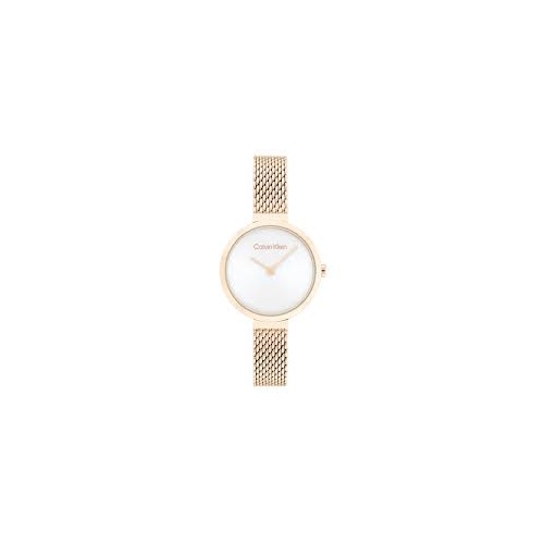Calvin Klein Carnation Gold Mesh Silver White Dial Women's Watch
