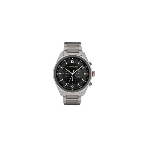 Calvin Klein Dark Grey Steel Black Dial Chronograph Men's Watch