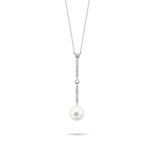 Sterling Silver Ti Sento Cubic Zirconia and Pearl Pendant
