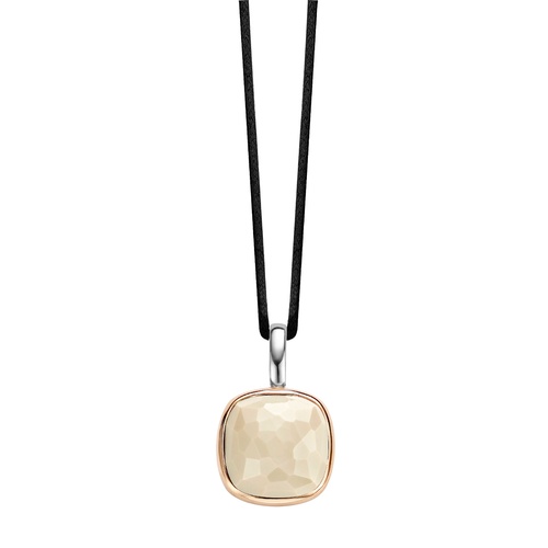 Sterling Silver Ti Sento Rose Gold Ion Plate Vermeil Cushion shape Multi Facet Nude Coloured Crystal Enhancer Pendant Only