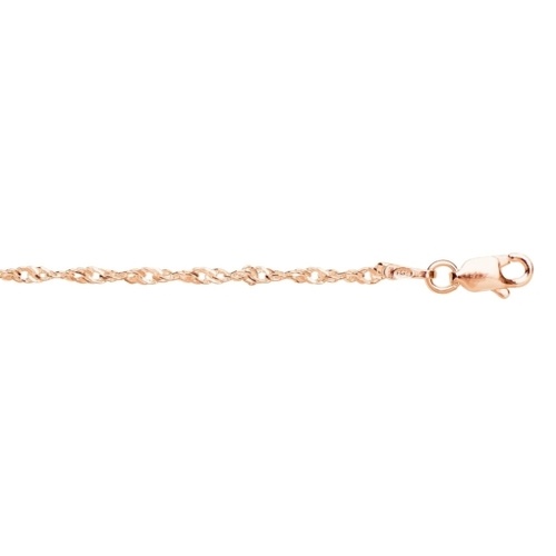 Indulge Sterling Silver Rose Gold Plated fine Singapore twist link Anklet
