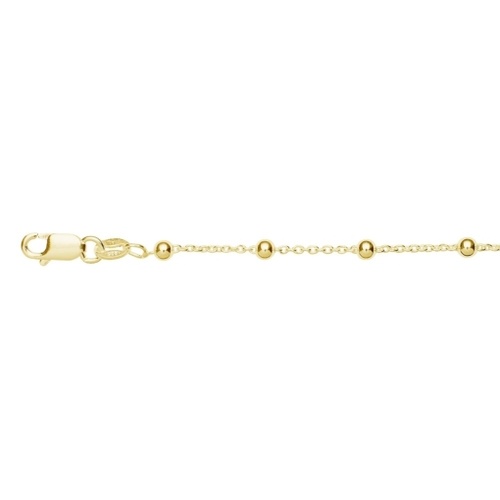 Indulge Sterling Silver Yellow Gold Plated fine satellite belcher chain Anklet with bead details