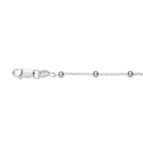 Indulge Sterling Silver fine satellite belcher chain Anklet with bead details