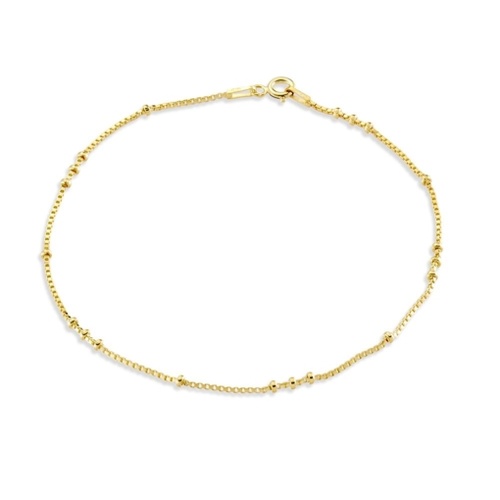 Indulge Gold Plated Sterling Silver Fine Venetian Chain Anklet with Ball Details