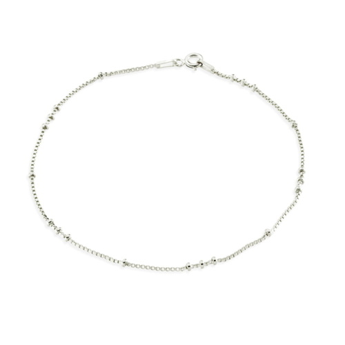 Indulge Sterling Silver Fine Venetian Chain Anklet with Ball Details