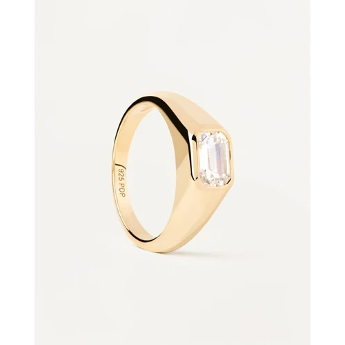 PDPAOLA OCTAGON SHIMMER GOLD STAMP RING