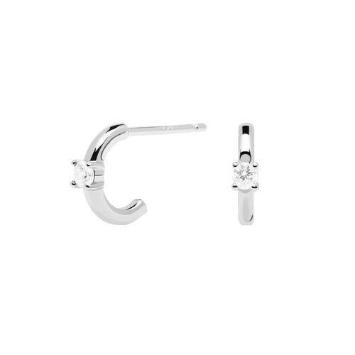 PDPAOLA ESSENTIALS WHITE SOLITARY SILVER EARRINGS