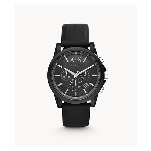 ARMANI EXCHANGE OUTERBANKS BLACK SILICONE WATCH