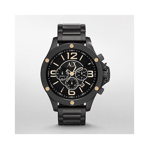 ARMANI EXCHANGE WELLWORN BLACK AND ROSE WATCH