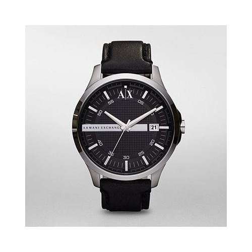 MENS ARMANI EXCHANGE HAMPTON BLACK LEATHER WATCH