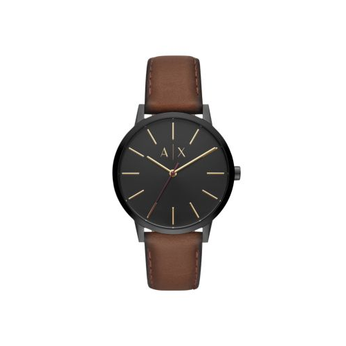 ARMANI EXCHANGE CAYDE BROWN LEATHER BLACK DIAL WATCH
