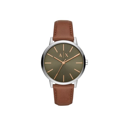 ARMANI EXCHANGE CAYDE BROWN LEATHER WATCH