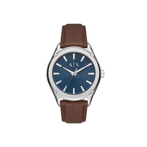 ARMANI EXCHANGE FITZ BROWN LEATHER BLUE DIAL WATCH