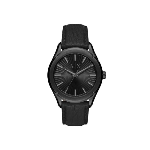 ARMANI EXCHANGE FITZ BLACK LEATHER WATCH
