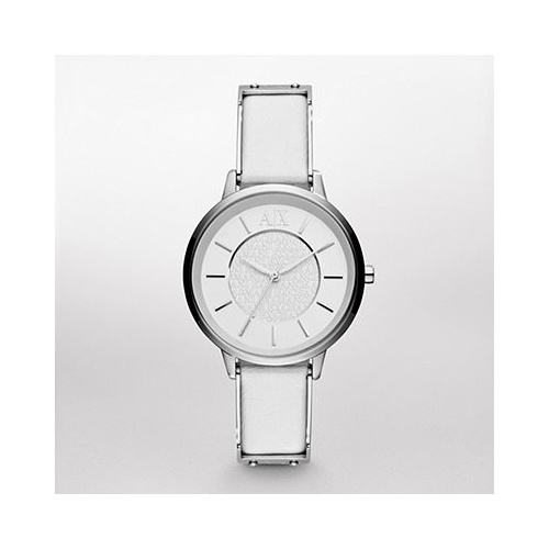 WOMENS ARMANI EXCHANGE OLIVIA S/STEEL WHITE LEATHER WATCH