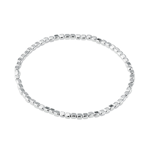 Indulge Sterling silver 2.5MM squared ball bracelet with hammered finish