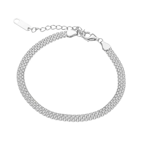 Indulge Sterling silver 4MM flat mesh link bracelet