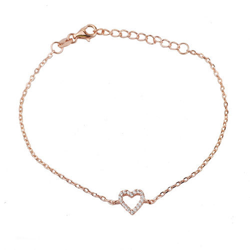 ROSE GOLD CZ OPEN HEART BRACELET