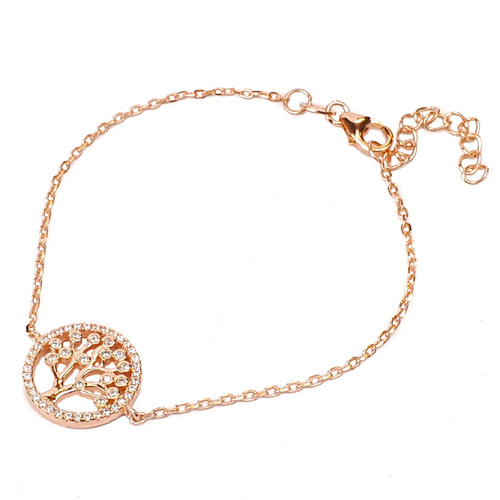 ROSE GOLD CZ TREE OF LIFE BRACELET