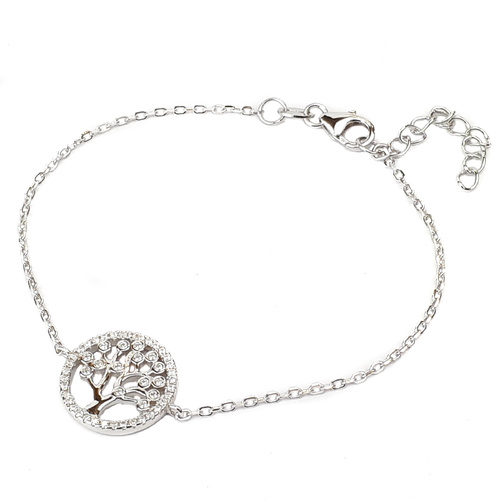 SANTO STERLING SILVER CZ TREE OF LIFE BRACELET