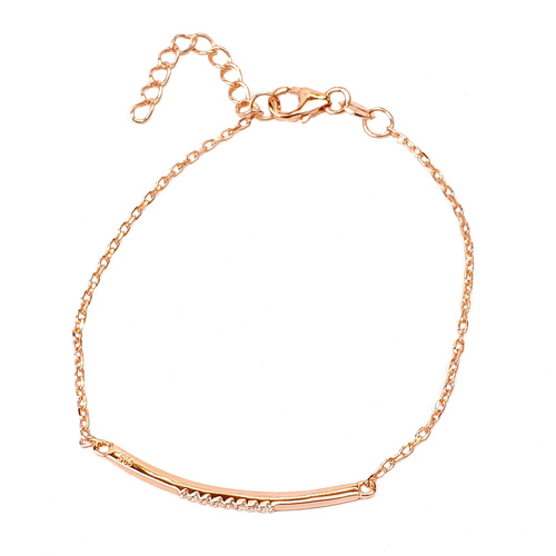 ROSE GOLD CZ CURVED BAR BRACELET