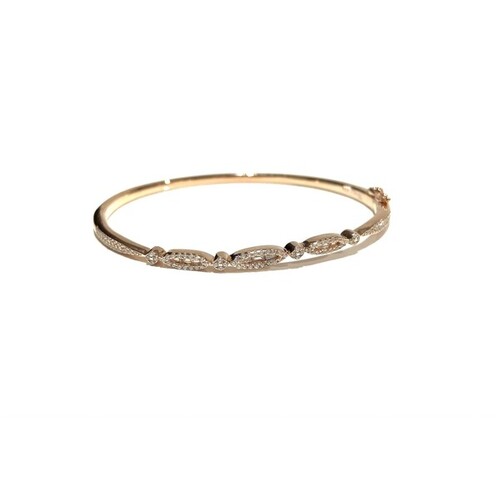 ROSE GOLD CZ OPEN CLASP BANGLE