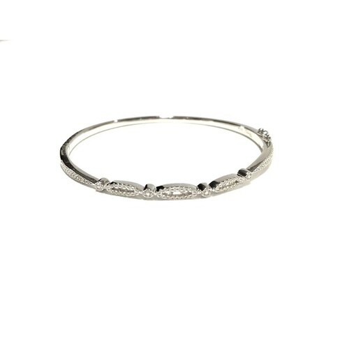 STERLING SILVER CZ OPEN CLASP BANGLE