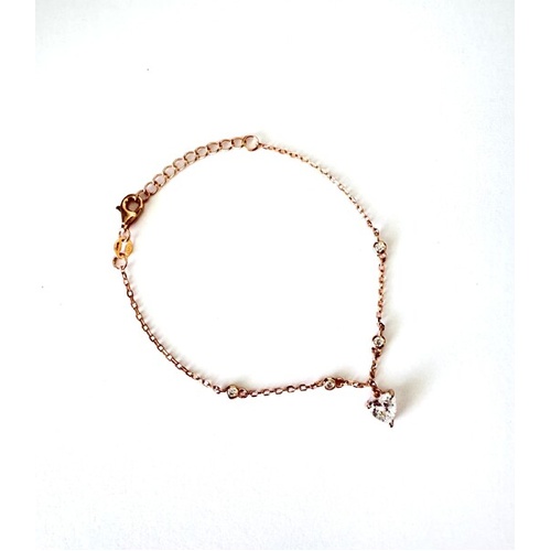 ROSE GOLD BRACELET WITH DANGLE CZ HEART
