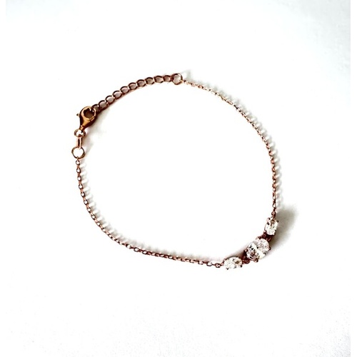 SANTO ROSE GOLD PLATED S/SIL 3 X OVAL CZ BRACELET