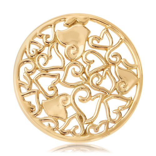NIKKI LISSONI BAROQUE HEARTS GOLD PLATED COIN 33mm