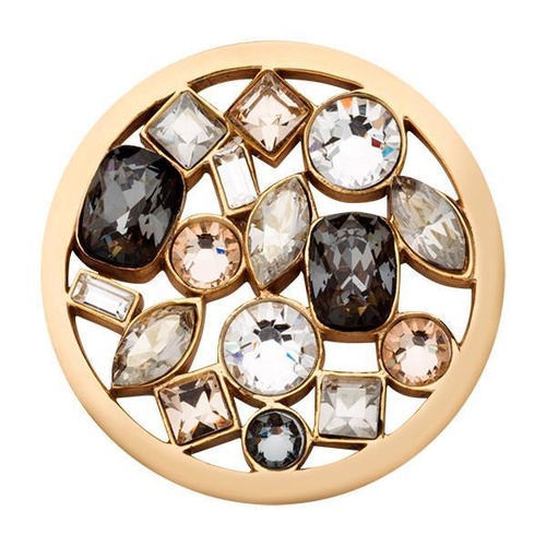 NIKKI LISSONI TREASURY SWAROVSKI YELLOWGOLD PLATED COIN 33MM