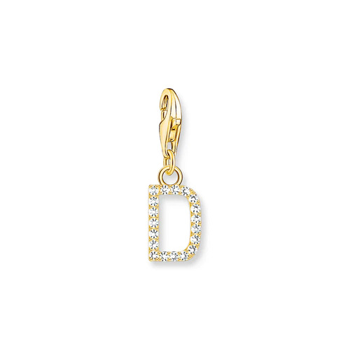 Charm pendant letter D gold plated
