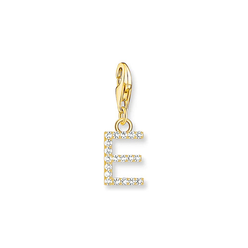 Charm pendant letter E gold plated