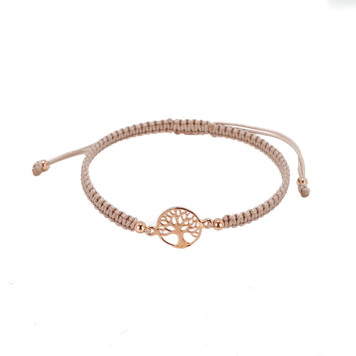 SANTO ROSE GOLD TREE OF LIFE CORD BRACELET NUDE