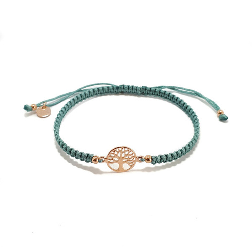 SANTO ROSE GOLD TREE OF LIFE CORD BRACELET TURQUOISE