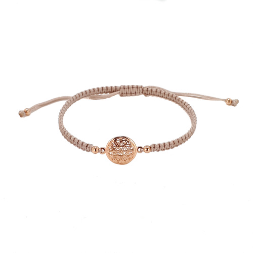 SANTO ROSE GOLD PATTERNED DISC CORD BRACELET NUDE