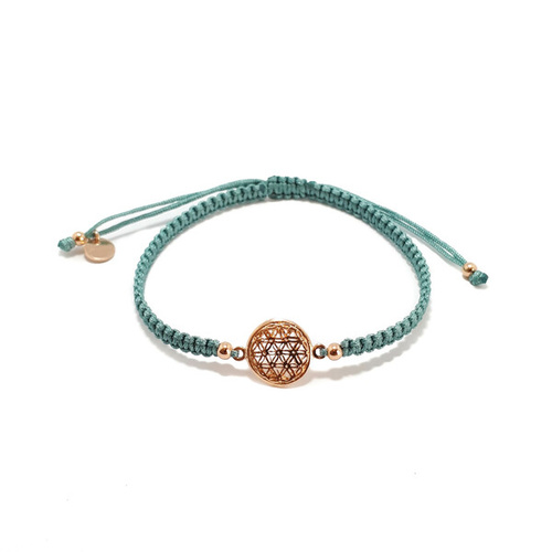 SANTO ROSE GOLD PATTERNED DISC CORD BRACELET TURQUOISE