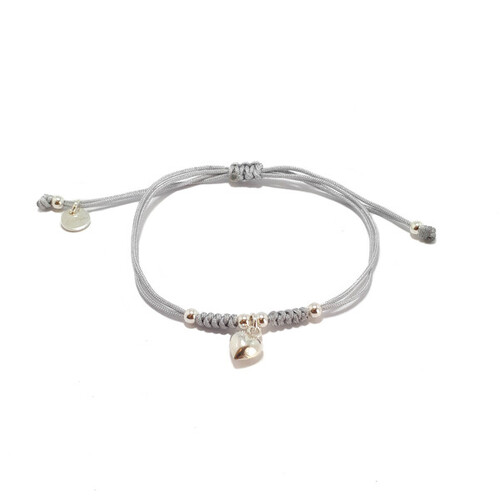 SANTO STERLING SILVER HEART CORD BRACELET GREY